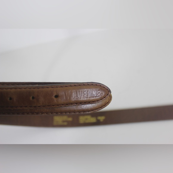 Sueded Tan Leather Belt with Brass Buckle - Picture 7 of 9
